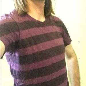 American Apparel striped crew neck, purple, S